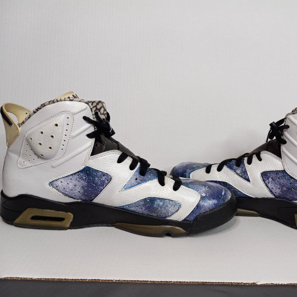 Air Jordan 6 Retro Premium Motorsports Hand-Painted Sneakers White Size 12